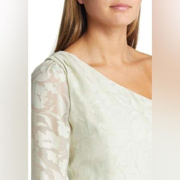 Lulus Emogene Green Burnout Floral Print One-Shoulder Mini Dress - Picture 2 of 10